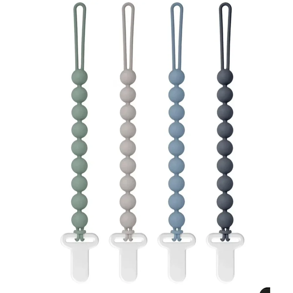 💛🩵CUDDLE CAMPUS PACIFIER CLIP HOLDER 6 MONTHS + SET OF 4 ,NEW OPEN BOX💙💚